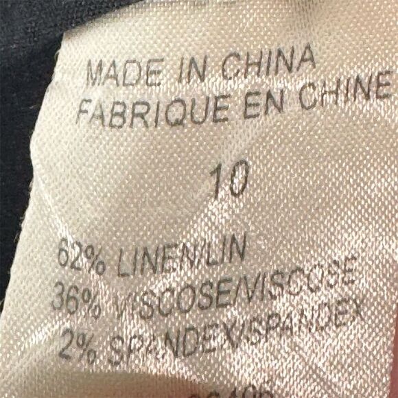 Theory Ibbey C Black Linen Blend Tapered Ankle Pants 10 Workwear Quiet Luxury - Picture 5 of 6